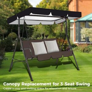 Patio Swing Canopy for 3-Seat Swings,Waterproof & Sunproof Porch Swing Chair Top Cover Replacement for Sunshade, Made of 190T High-Density Polyester, 75 x 52 x 6’’(seat Cover is not Included)