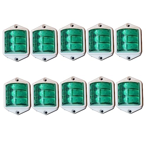 10Pc Trailer RV Marker LED Light Clearance Light Green, 2x2 Inch LED Bubble 24V Side Marker Light for Trucks - Universal Side Marker Light