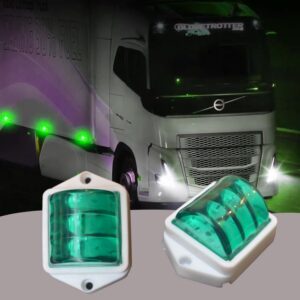 10Pc Trailer RV Marker LED Light Clearance Light Green, 2x2 Inch LED Bubble 24V Side Marker Light for Trucks - Universal Side Marker Light