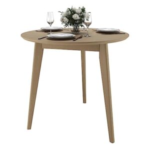 daiva casa orion light 31 inch 3 legs round table for 3 person - birch solid wood kitchen & dining room furniture - mid century modern scandinavian style – brown table for small space