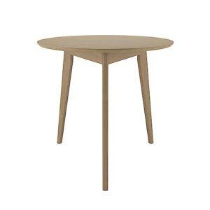 DAIVA CASA Orion Light 31 inch 3 Legs Round Table for 3 Person - Birch Solid Wood Kitchen & Dining Room Furniture - Mid Century Modern Scandinavian Style – Brown Table for Small Space