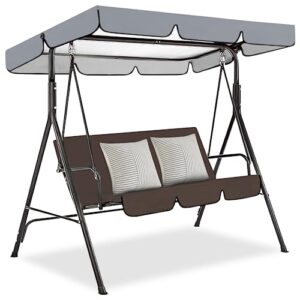 patio swing canopy for 3-seat swings,waterproof & sunproof porch swing chair top cover replacement for sunshade, made of 190t high-density polyester, 75 x 52 x 6’’(seat cover is not included)