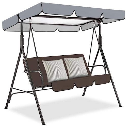 Patio Swing Canopy for 3-Seat Swings,Waterproof & Sunproof Porch Swing Chair Top Cover Replacement for Sunshade, Made of 190T High-Density Polyester, 75 x 52 x 6’’(seat Cover is not Included)