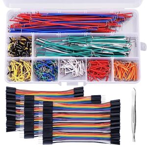 10cm 120pcs breadboard jumper wires male to female, male to male, female to female +14 vaules 560 pcs 2-125mm flexible breadboard jumper wires +1pcs tweezer for arduino and raspberry pi