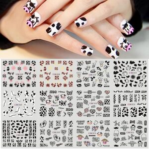 vezocim nail art stickers decals, holographic cow print nail water transfer decal designs, animals cow print nail sticker acrylic supplies for women girls manicure charm decorations (bn2305-2316)
