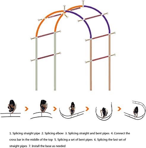 Heavy Duty Garden Arch Large Climbing Plants Support Trellis Pergola Arbour Metal Rose Arches Archway, Anti-Rust Tubular Trellis Arbor, Wedding Arch Flowers Stand,120x220x40CM