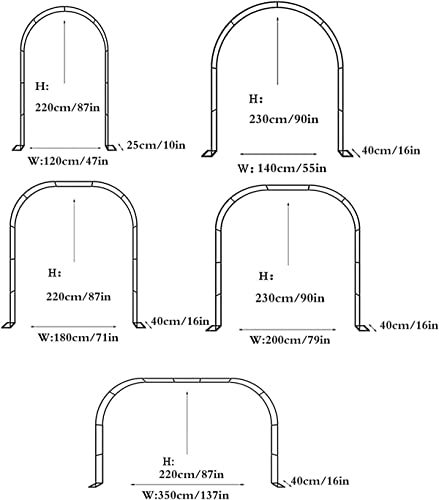 Heavy Duty Garden Arch Large Climbing Plants Support Trellis Pergola Arbour Metal Rose Arches Archway, Anti-Rust Tubular Trellis Arbor, Wedding Arch Flowers Stand,120x220x40CM