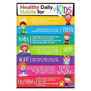 facraft healthy daily habits poster for kids toddlers 7 health chart painting posters for preschool kindergarten elementary school classroom nurse office home living room bedroom wall decor