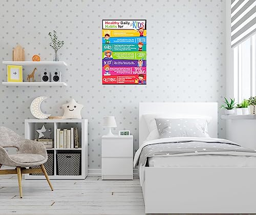 FaCraft Healthy Daily Habits Poster for Kids Toddlers 7 Health Chart Painting Posters for Preschool Kindergarten Elementary School Classroom Nurse Office Home Living Room Bedroom Wall Decor