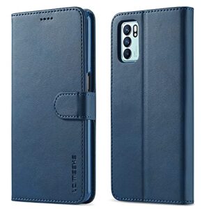 phone flip case compatible with oppo reno 6pro 5g pu leather wallet case,with card slot [stand feature] magnetic closure protective tpu shockproof flip cover case phone protection ( color : blue )