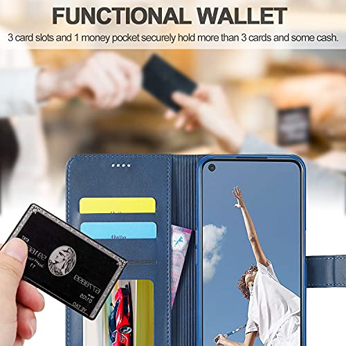 Phone Flip Case Compatible with OPPO Reno 6Pro 5G PU Leather Wallet Case,with Card Slot [Stand Feature] Magnetic Closure Protective TPU Shockproof Flip Cover Case phone protection ( Color : BLUE )