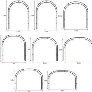 Metal Steel Frame Garden Rose Arch Trellis 2.4M Black Heavy Duty Strong Climbing Plants Archway Tubular,White,W3M*H2.2M