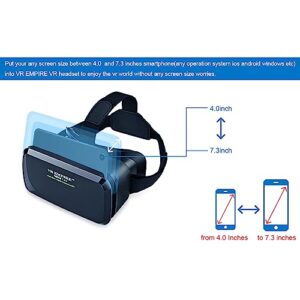 Cell Phone VR Headset Virtual Reality Headsets VR Headsets Virtual Reality Glasses VR Glasses VR Goggles for TV Movies Video Games Compatible with iOS, Android Support 4.7” to 7.3” Mobile Screen(B95)