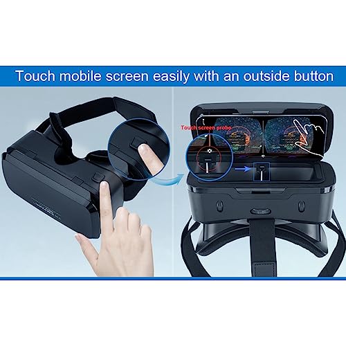 Cell Phone VR Headset Virtual Reality Headsets VR Headsets Virtual Reality Glasses VR Glasses VR Goggles for TV Movies Video Games Compatible with iOS, Android Support 4.7” to 7.3” Mobile Screen(B95)