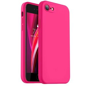 vooii for iphone se case 2022/3rd/2020,iphone 8/7 case, upgraded liquid silicone with [square edges] [camera protection] [soft anti-scratch microfiber lining] phone case for iphone se - hot pink
