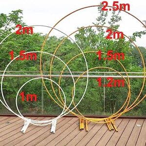 Round Wedding Arch with Bases, Metal Garden Arch, Heavy Duty Backdrop Stand Frame, Garden Decoration Rose Trellis Pergola, Great for Wedding Party Decoration,Gold,1m