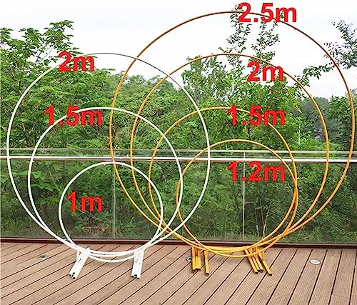 Round Wedding Arch with Bases, Metal Garden Arch, Heavy Duty Backdrop Stand Frame, Garden Decoration Rose Trellis Pergola, Great for Wedding Party Decoration,Gold,1m
