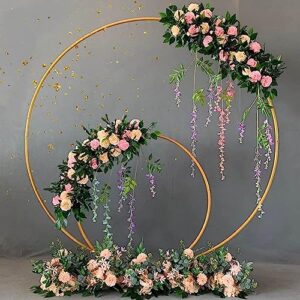 Round Wedding Arch with Bases, Metal Garden Arch, Heavy Duty Backdrop Stand Frame, Garden Decoration Rose Trellis Pergola, Great for Wedding Party Decoration,White,1m