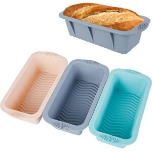 ihvewuo- 3 pcs silicone bread loaf pan food grade loaf baking mold non-stick reusable silicone baking pan heat-resistant easy release silicone baking mold rectangular for kitchen cake bread 9.84×4.72×