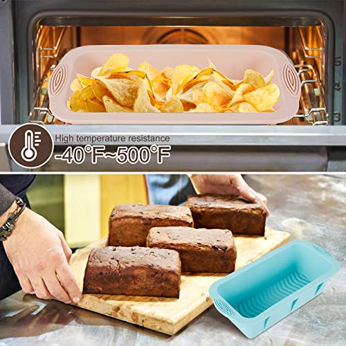 Ihvewuo- 3 Pcs Silicone Bread Loaf Pan Food Grade Loaf Baking Mold Non-stick Reusable Silicone Baking Pan Heat-resistant Easy Release Silicone Baking Mold Rectangular for Kitchen Cake Bread 9.84×4.72×