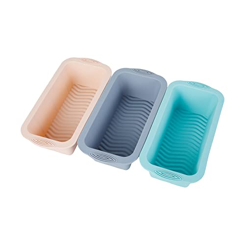 Ihvewuo- 3 Pcs Silicone Bread Loaf Pan Food Grade Loaf Baking Mold Non-stick Reusable Silicone Baking Pan Heat-resistant Easy Release Silicone Baking Mold Rectangular for Kitchen Cake Bread 9.84×4.72×