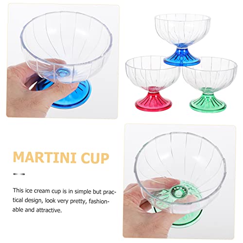 KOMBIUDA 3pcs Ice Cream Cup Mini Baking Cups Dessert Bowls Disposable Glass Trifle Bowl Cupcake Containers Footed Martini Glass Ice Cream Cups Juice Cup Party Drinking Cup Smoothie Cup Rum