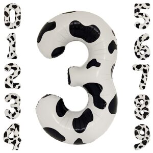 40 inch cow print balloon large number 3 balloon for cowgirl 30th birthday decorations cow print party supplies cowprint balloons (number 3)