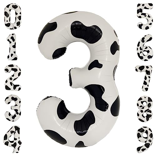 40 Inch Cow Print Balloon Large Number 3 Balloon for Cowgirl 30th Birthday Decorations Cow Print Party Supplies Cowprint Balloons (Number 3)