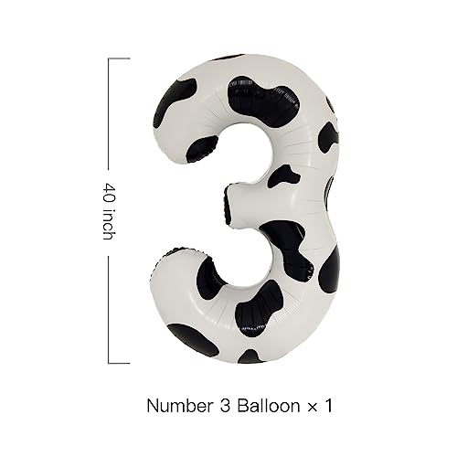 40 Inch Cow Print Balloon Large Number 3 Balloon for Cowgirl 30th Birthday Decorations Cow Print Party Supplies Cowprint Balloons (Number 3)