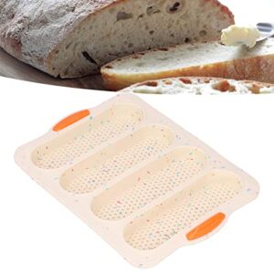 TOPINCN Baguette Mold Tool Pan Handle Mould Baking Tool Oven Mold Baking Pan Silicone for 4Pcs French Bread & Baguette Pans (Beige Color bar)