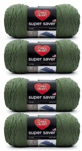 bulk buy - red heart super saver medium thyme yarn - 4 pack of 198g/7oz - acrylic - 4 medium (worsted) - 364 yards - knitting/crochet