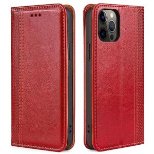 arseaiy case for samsung galaxy note 10 flip phone case shockproof pu leather wallet case cover with card holder kickstand shell red
