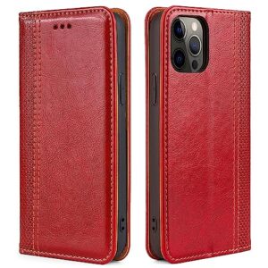 Arseaiy Case for Samsung Galaxy Note 10 Flip Phone Case Shockproof PU Leather Wallet Case Cover with Card Holder Kickstand Shell Red