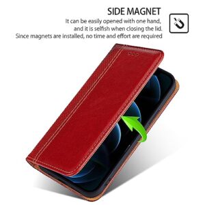 Arseaiy Case for Samsung Galaxy Note 10 Flip Phone Case Shockproof PU Leather Wallet Case Cover with Card Holder Kickstand Shell Red