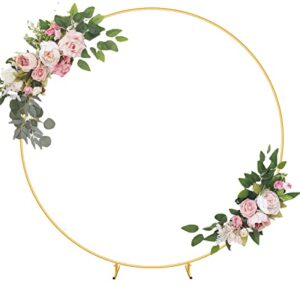 6.6FT Gold Metal Round Arch Backdrop Stand- Cicle Backdrop Stand Balloon Arch Frame for Baby Shower, Wedding Arch Stand for Ceremoney, Round Arch Ring Backdrop Stand for Party Decoration