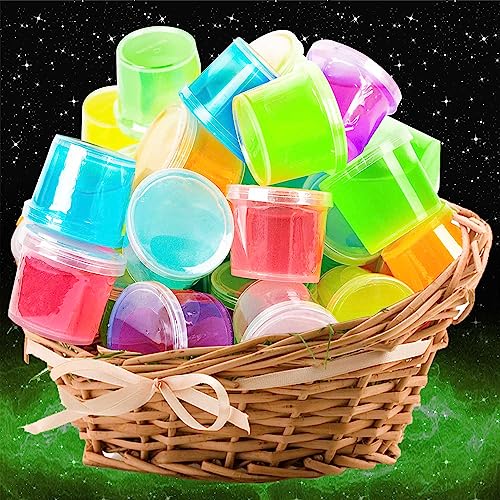 Glow in The Dark Party Favor Slime, Jumbo 50 Pack Galaxy Slime for Boys Girls Glow in The Dark Party, Small Size Slime for Kids Goody Bag Stuffer, Birthday, Idea.