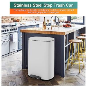 MKDLUFEI Kitchen Trash Can Fingerprint-Proof Stainless Steel Trash Can with Silent Lid and Removable Inner Bucket for Kitchen Office and Bathroom Gabage Can 50L/13 Gallon Trash Can Kitchen