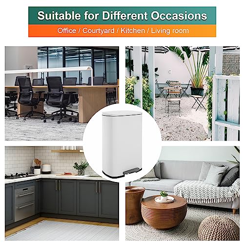 MKDLUFEI Kitchen Trash Can Fingerprint-Proof Stainless Steel Trash Can with Silent Lid and Removable Inner Bucket for Kitchen Office and Bathroom Gabage Can 50L/13 Gallon Trash Can Kitchen