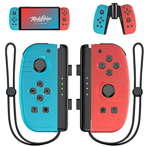 Gamrombo Joypad Controllers for Nintendo Switch, Left Right Wireless Joycon Replacement for Switch/Lite/OLED, Switch Controllers Support Dual Vibration/Motion Control/Wake-up/Screenshot (Blue, Red)