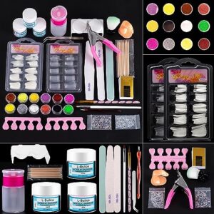 acrylic nail kit, nail kit set, professional nail beginner kit, 12 glitter acrylic powder, nail art tip, diy tool, nail supplie, everything acrylic nail brush nail art supplie, nail tip for beginner