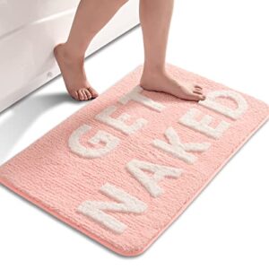 get naked bath mat cute pink and white bathroom rugs funny non slip bathtub decor mats super absorbent floor carpet machine washable bahtmat for tub, shower, bedroom 16"x24"