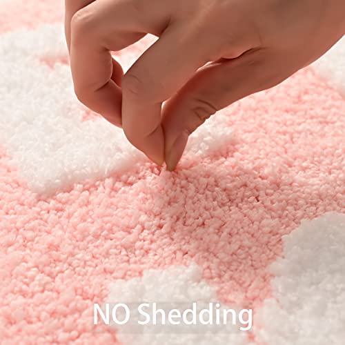 Get Naked Bath Mat Cute Pink and White Bathroom Rugs Funny Non Slip Bathtub Decor Mats Super Absorbent Floor Carpet Machine Washable Bahtmat for Tub, Shower, Bedroom 16"x24"
