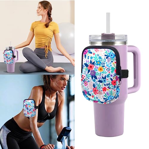 Water Bottle Pouch For Stanley Quencher Adventure 40oz 30oz Tumbler & Stanley IceFlow 20oz, Versatile Tumbler Pouch with Zipper, Gym Accessories For Women, for Keys, Wallet, Earphone, Cards, Compact