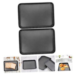 SHOWERORO 2pcs Non-stick Carbon Steel Bakeware Bread Tray Toaster Oven Pan Stainless Steel Bakeware Heavy Duty Roasting Pan Lasagna Pan Carbon Steel Cookie Sheet Household Baking Tray Cake