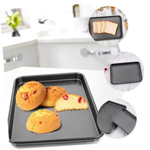 SHOWERORO 2pcs Non-stick Carbon Steel Bakeware Bread Tray Toaster Oven Pan Stainless Steel Bakeware Heavy Duty Roasting Pan Lasagna Pan Carbon Steel Cookie Sheet Household Baking Tray Cake