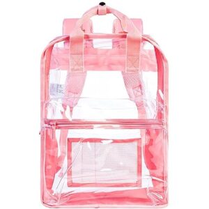 zlyert clear backpack, heavy duty transparent bookbag, large see through pvc backpacks for women and men - (pink)