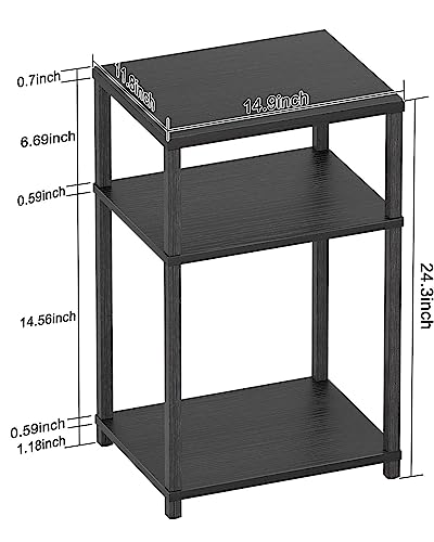 MINOSYS End Table Nightstand Bedside Table, Night Stand Accent Table for Couch, Living Room, Bedroom, Black, Easy Assembly.