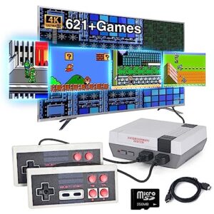 feliexez 1080p retro game console, gaming consoles with 621 built-in old games, game console emulator tf card slot for game saves & download, 8-bit plug &play video game system for kids&adults as gift