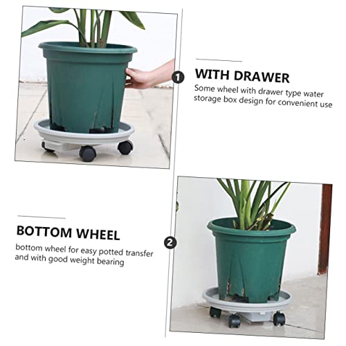 MERRYHAPY Flower Pot Tray Plastic Flower Pot L Brackets Heavy Duty Swivel Caster Wheels Movable Plant Pot Rolling Planter Caddy Flower Pot Caddy Pallet Pot Flowerpot Tray Plant Stands Grey