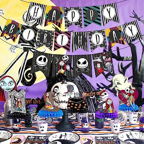 Nightmare Before Christmas Birthday Banner Party Decorations, Jack Skellington Nightmare Before Christmas Paper Banner Halloween Birthday Party Supplies